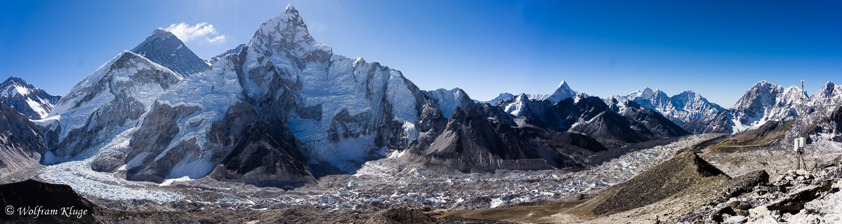 Mt. Everest 8848m, Nuptse 7861m und Khumbu-Gletscher
